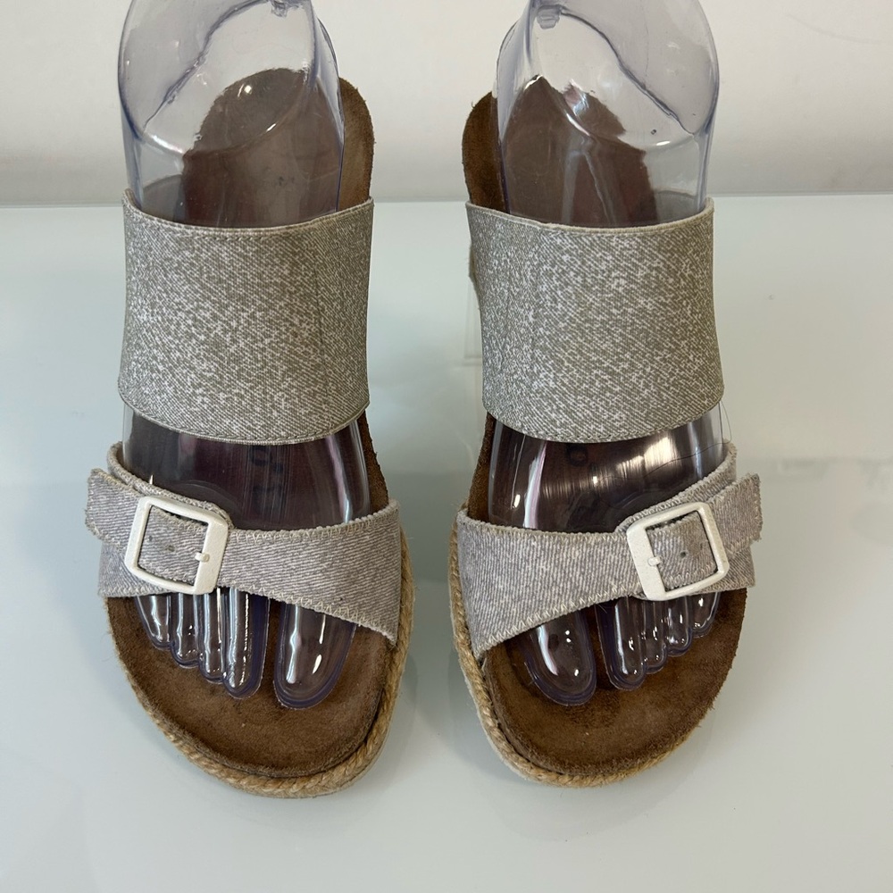 Papillio Natural Beige Linen Espadrille Wedge Sandals